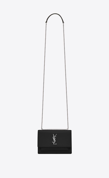 Sunset Portemonnaie aus schwarzem Leder mit Kette